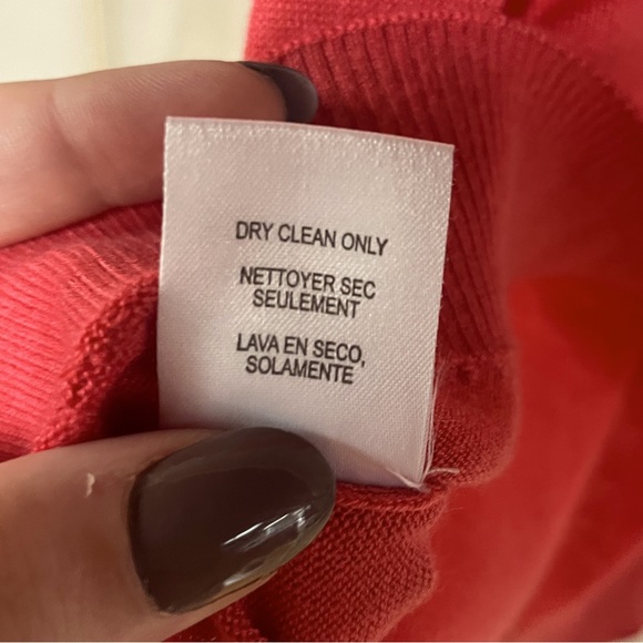 W By Worth Peach Pink 3/4 Sleeve Cashmere Blend Hi Low Zipper Back Sweater Sz P - Picture 4 of 6